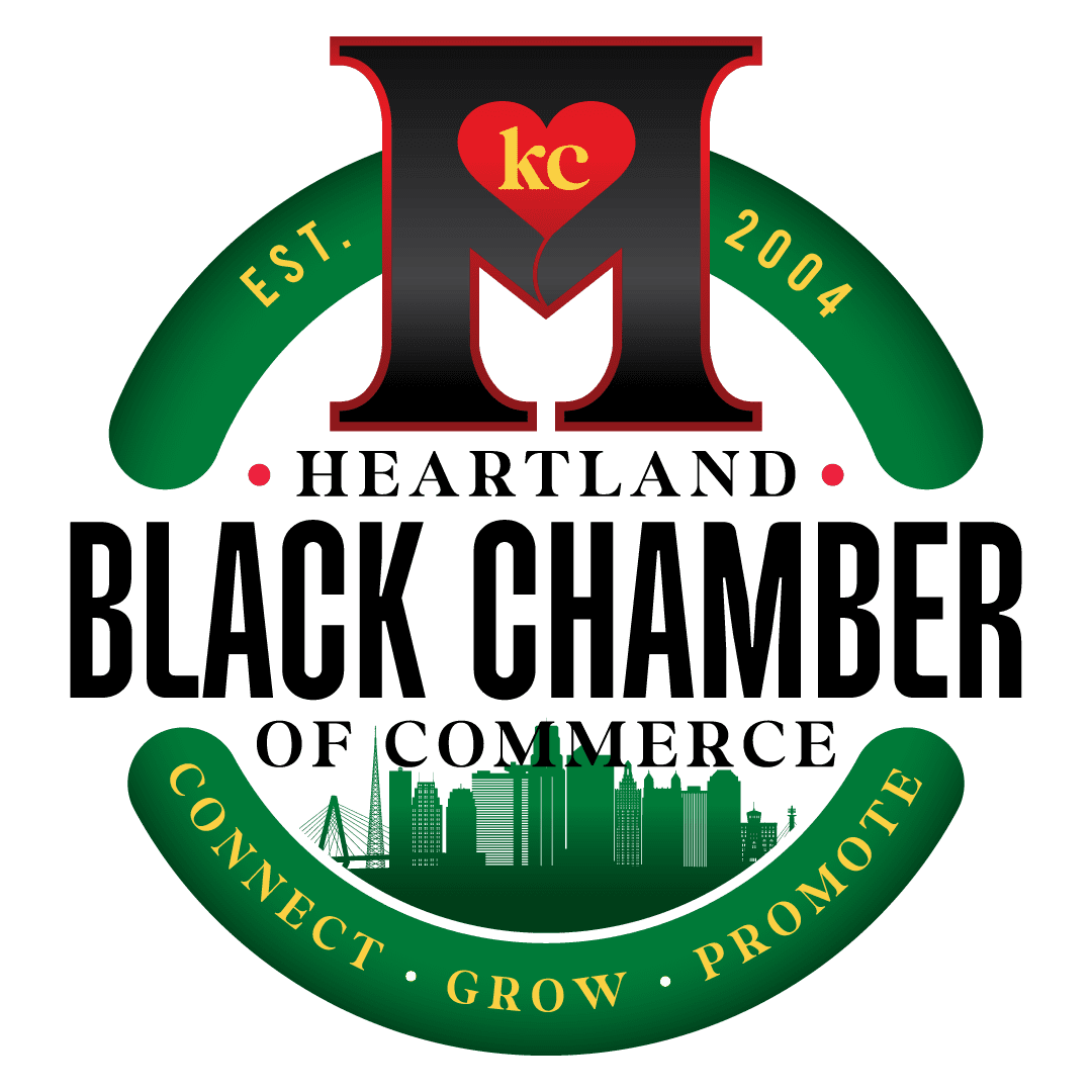 A logo for heartland black chamber of commerce.