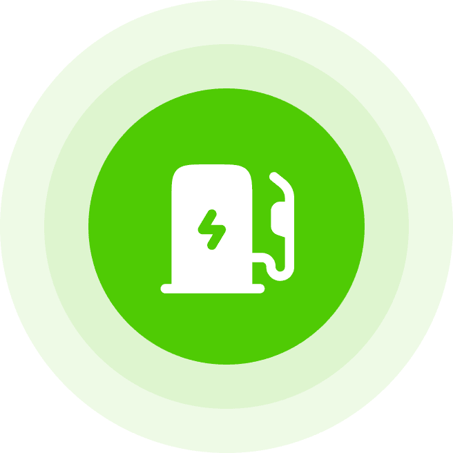 Electric vehicle charging station icon in green.