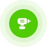 icon 04 Green circle with white drill icon.